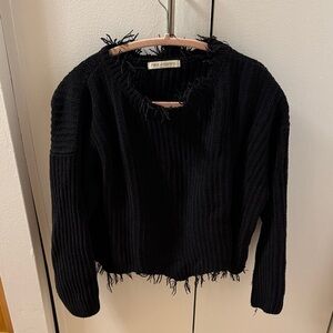 Black Frayed Women's Sweater